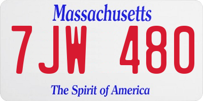 MA license plate 7JW480