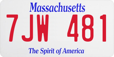 MA license plate 7JW481