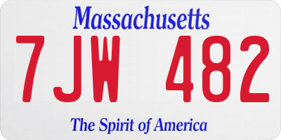 MA license plate 7JW482