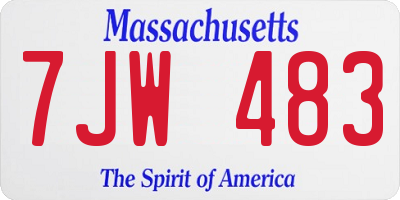 MA license plate 7JW483
