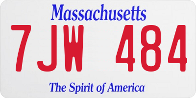 MA license plate 7JW484