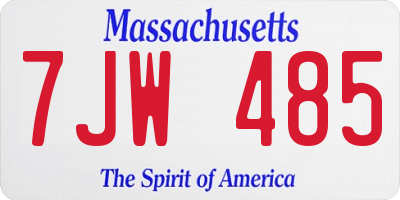 MA license plate 7JW485