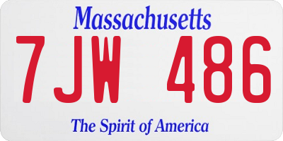 MA license plate 7JW486