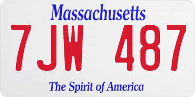 MA license plate 7JW487