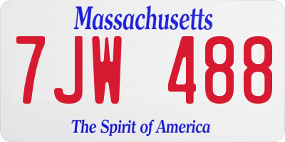 MA license plate 7JW488