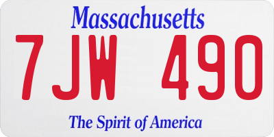 MA license plate 7JW490