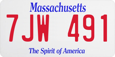 MA license plate 7JW491