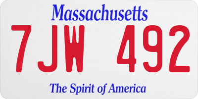 MA license plate 7JW492