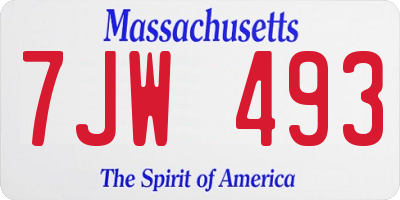 MA license plate 7JW493
