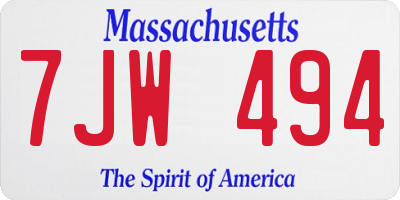 MA license plate 7JW494