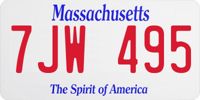 MA license plate 7JW495