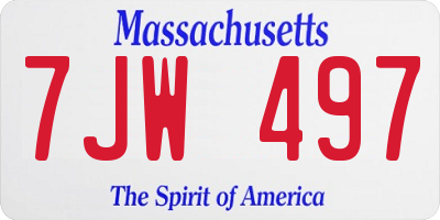 MA license plate 7JW497