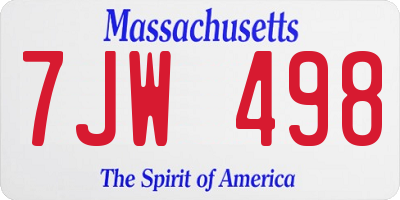 MA license plate 7JW498