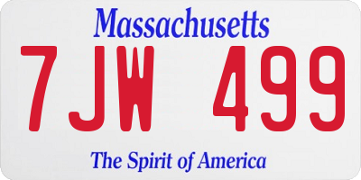 MA license plate 7JW499