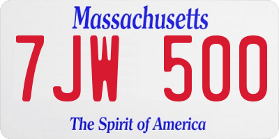 MA license plate 7JW500