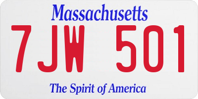 MA license plate 7JW501