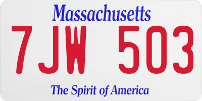 MA license plate 7JW503