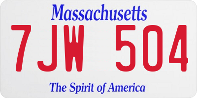 MA license plate 7JW504
