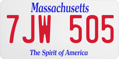 MA license plate 7JW505