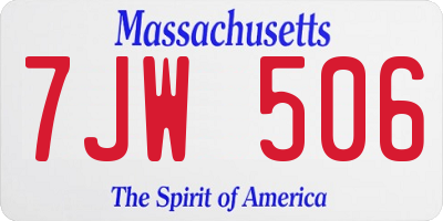 MA license plate 7JW506