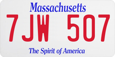 MA license plate 7JW507