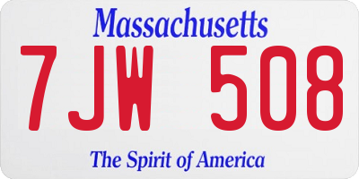 MA license plate 7JW508