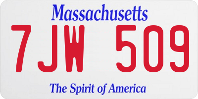 MA license plate 7JW509