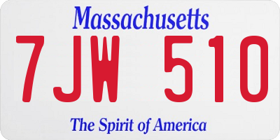 MA license plate 7JW510