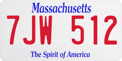 MA license plate 7JW512