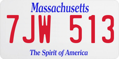 MA license plate 7JW513