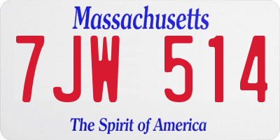 MA license plate 7JW514
