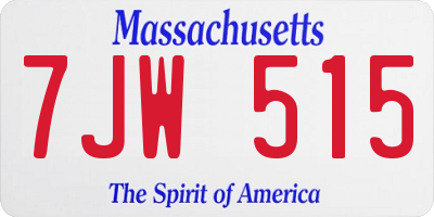 MA license plate 7JW515