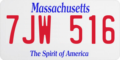 MA license plate 7JW516