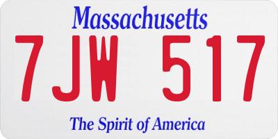 MA license plate 7JW517