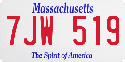 MA license plate 7JW519