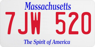 MA license plate 7JW520