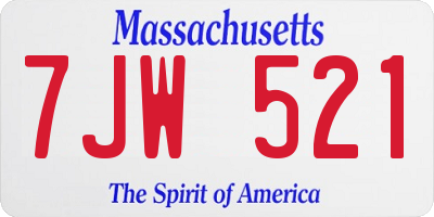 MA license plate 7JW521