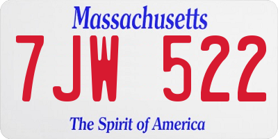 MA license plate 7JW522