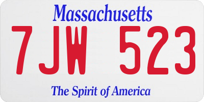 MA license plate 7JW523