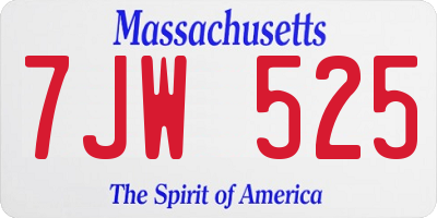 MA license plate 7JW525