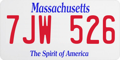 MA license plate 7JW526