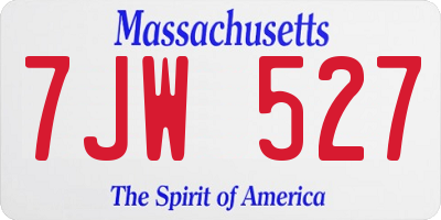 MA license plate 7JW527