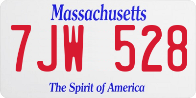MA license plate 7JW528