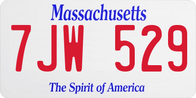 MA license plate 7JW529