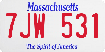 MA license plate 7JW531