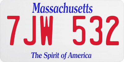 MA license plate 7JW532