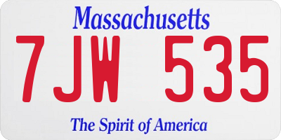 MA license plate 7JW535