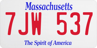 MA license plate 7JW537