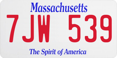 MA license plate 7JW539