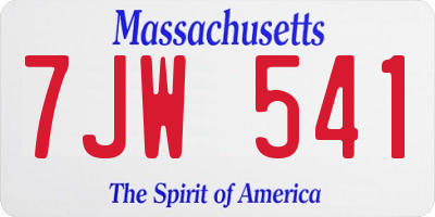 MA license plate 7JW541